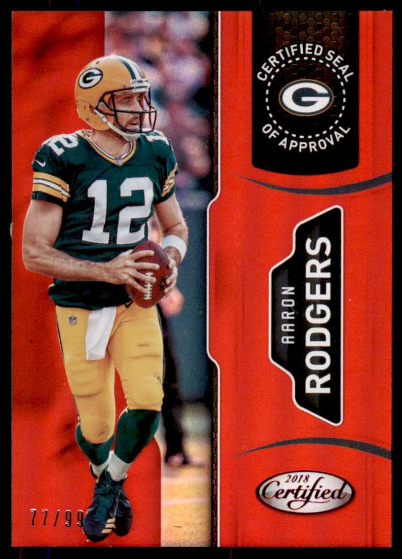 Aaron Rodgers Card 2018 Panini Certified Seal of Approval Mirror Red #6 Image 1