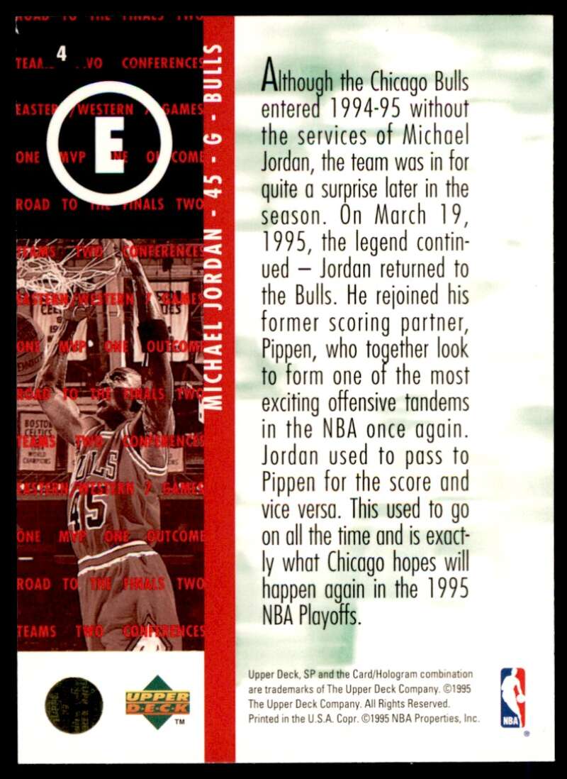 Michael Jordan Card 1994-95 SP Authentic Championship #4 Image 2