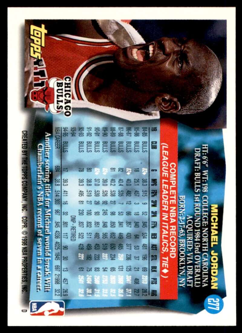 Michael Jordan Card 1995-96 Topps #277 Image 2