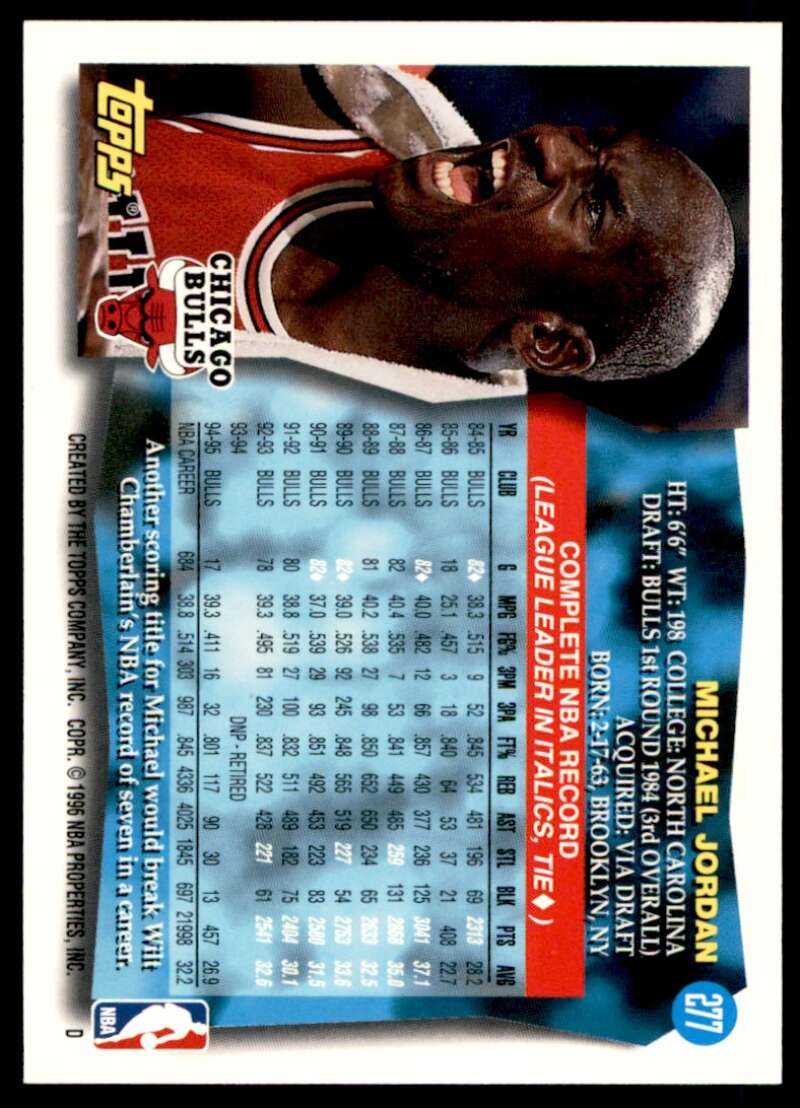 Michael Jordan Card 1995-96 Topps #277 Image 2