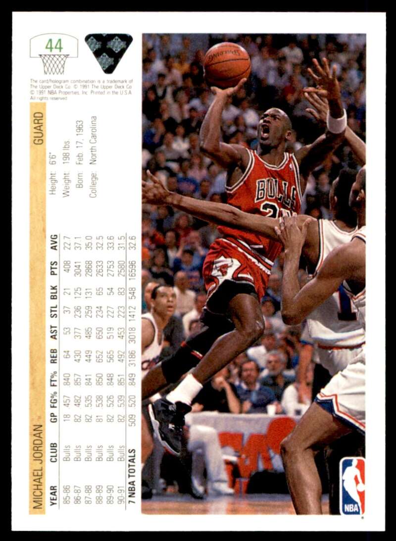 Michael Jordan Card 1991-92 Upper Deck #44 Image 2