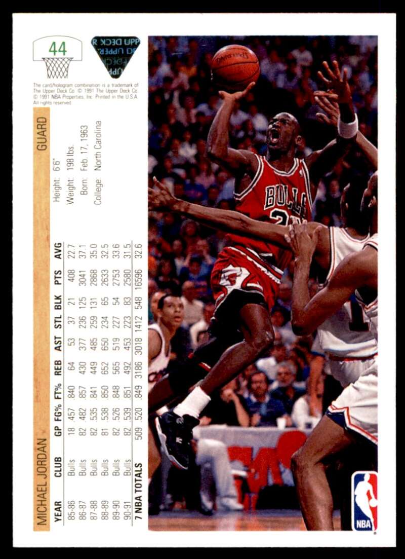 Michael Jordan Card 1991-92 Upper Deck #44 Image 2