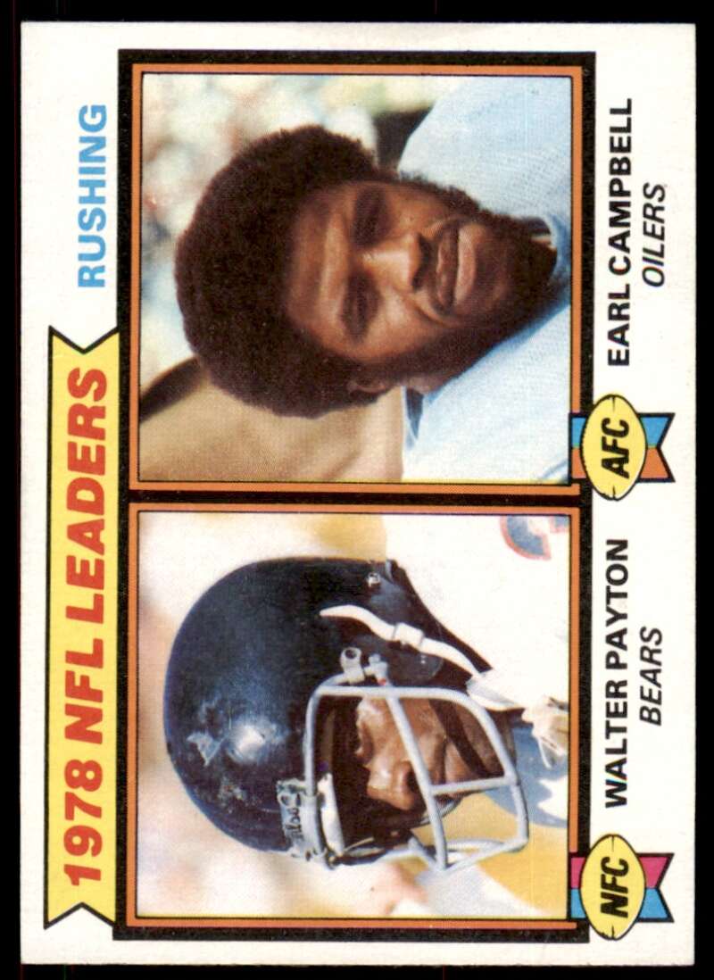 Earl Campbell Rookie Card w/ Walter Payton 1979 Topps NFL Rushing Leaders #335 Image 1