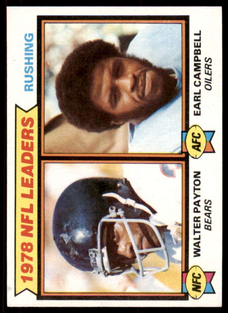 Earl Campbell Rookie Card w/ Walter Payton 1979 Topps NFL Rushing Leaders #335 Image 1