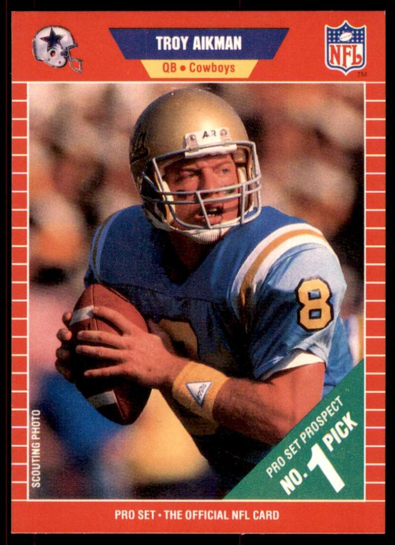 Troy Aikman Rookie Card 1989 Pro Set #490 Image 1