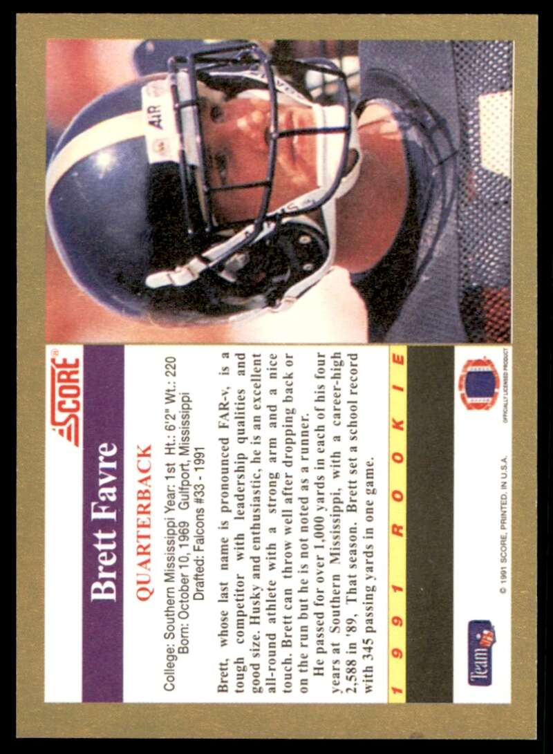 Brett Favre Rookie Card 1991 Score #na Image 2