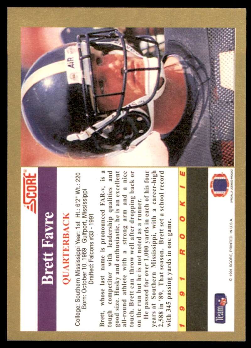 Brett Favre Rookie Card 1991 Score #na Image 2