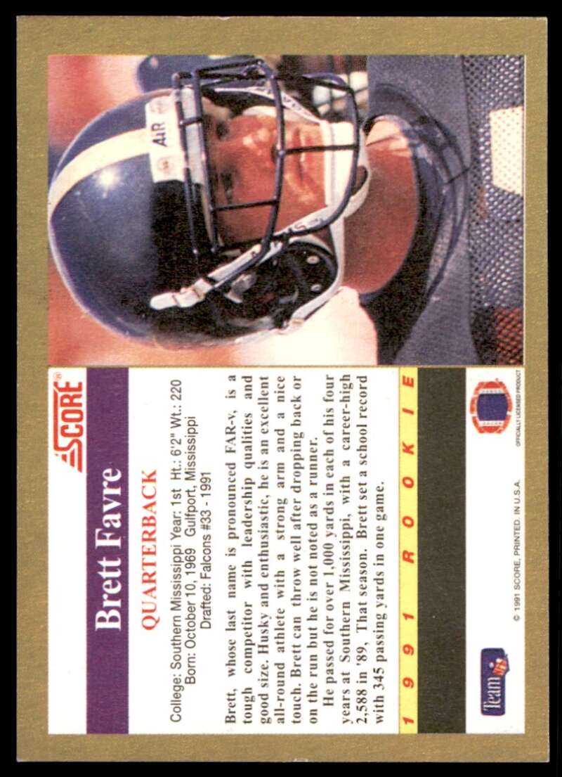 Brett Favre Rookie Card 1991 Score #na Image 2