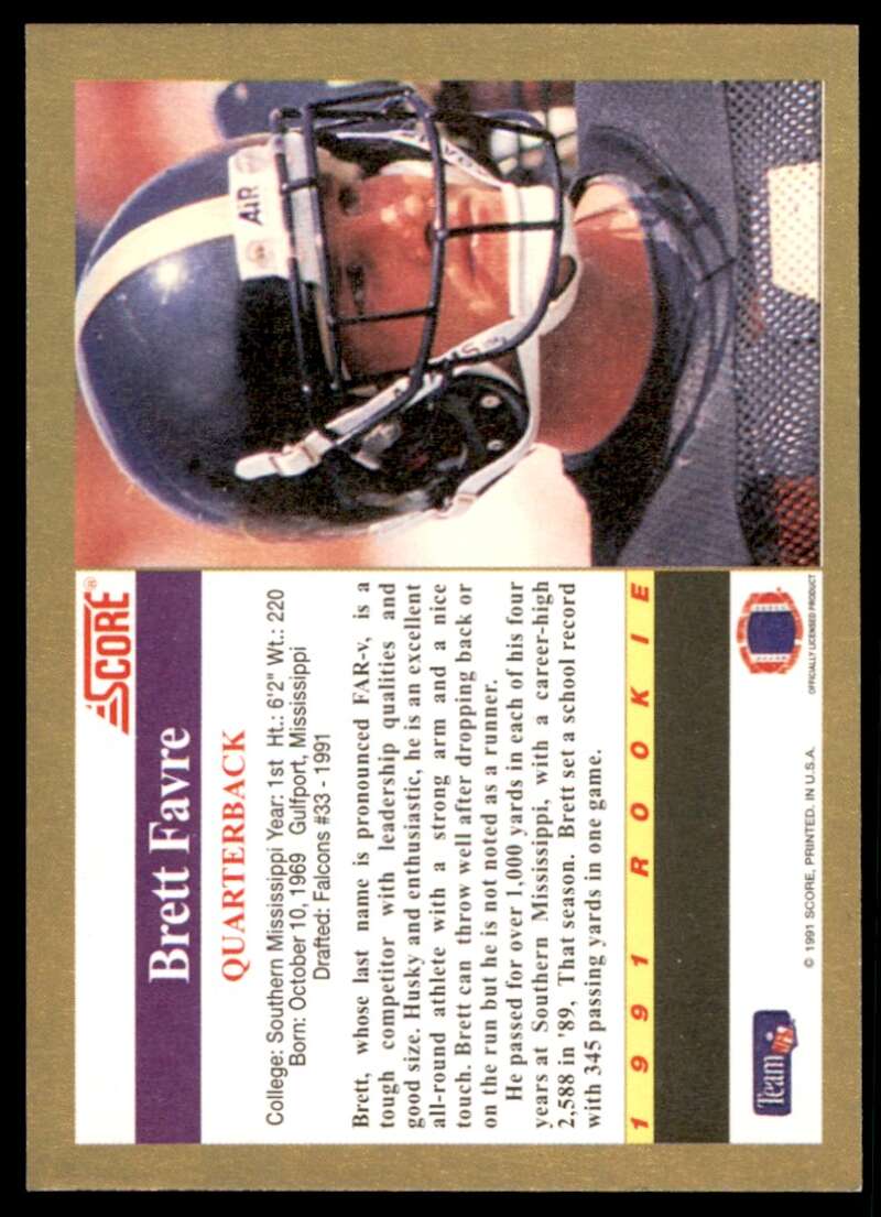 Brett Favre Rookie Card 1991 Score #na Image 2