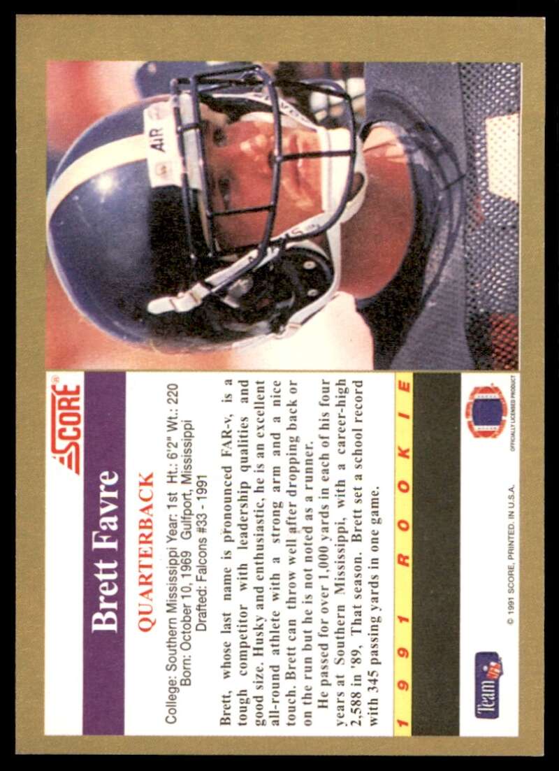 Brett Favre Rookie Card 1991 Score #na Image 2