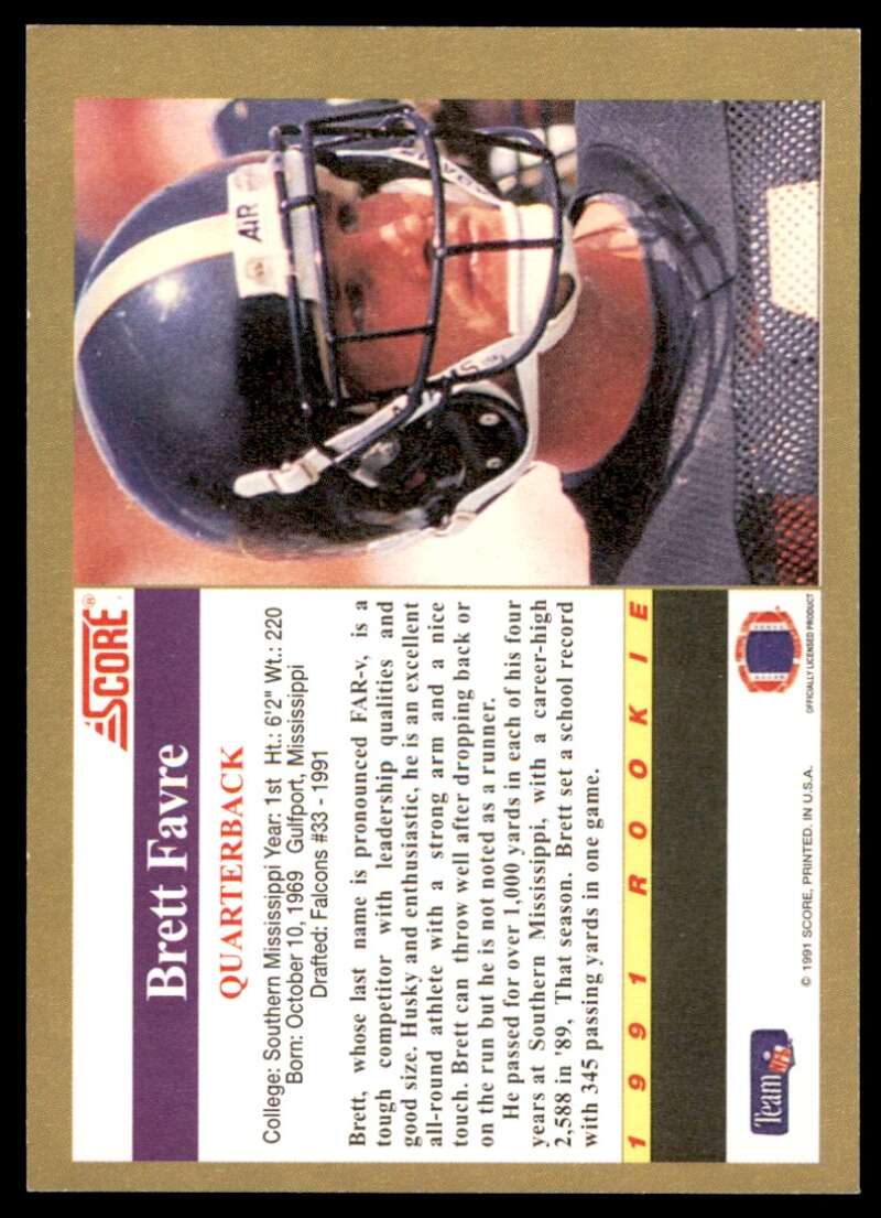 Brett Favre Rookie Card 1991 Score #na Image 2