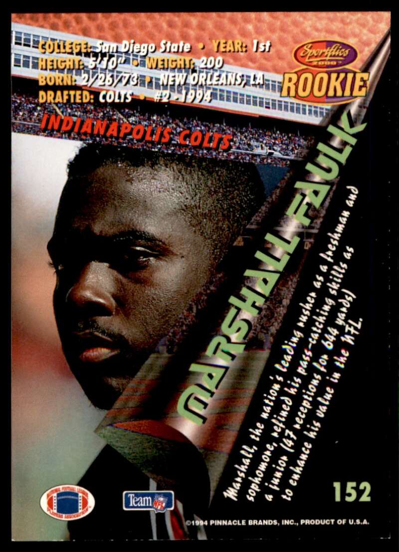 Marshall Faulk Rookie Card 1994 Sportsflics #152 Image 2