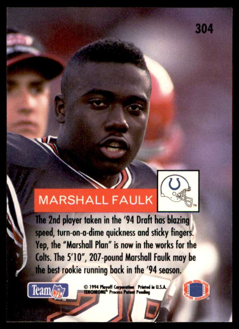 Marshall Faulk Rookie Card 1994 Playoff #304 Image 2