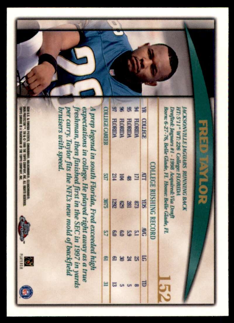 Fred Taylor Rookie Card 1998 Topps Chrome #152 Image 2