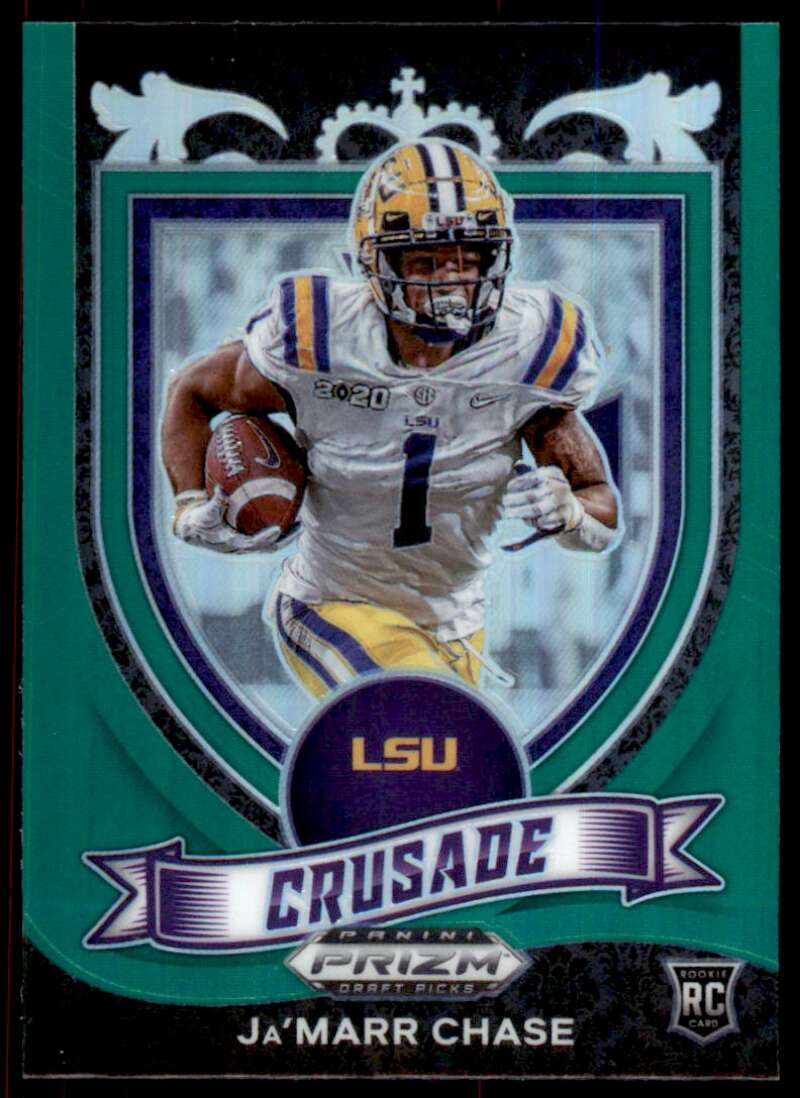 Ja'Marr Chase Rookie Card 2021 Panini Prizm Draft Picks Prizms Green #162 Image 1