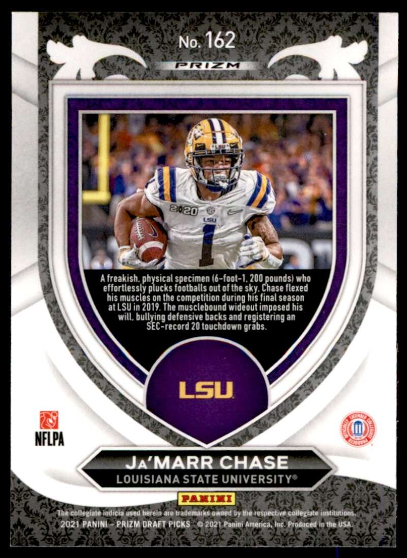 Ja'Marr Chase Rookie Card 2021 Panini Prizm Draft Picks Prizms Green #162 Image 2