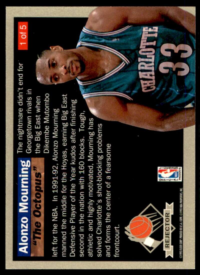 Alonzo Mourning Rookie Card 1992-93 Ultra Rejectors #1 Image 2