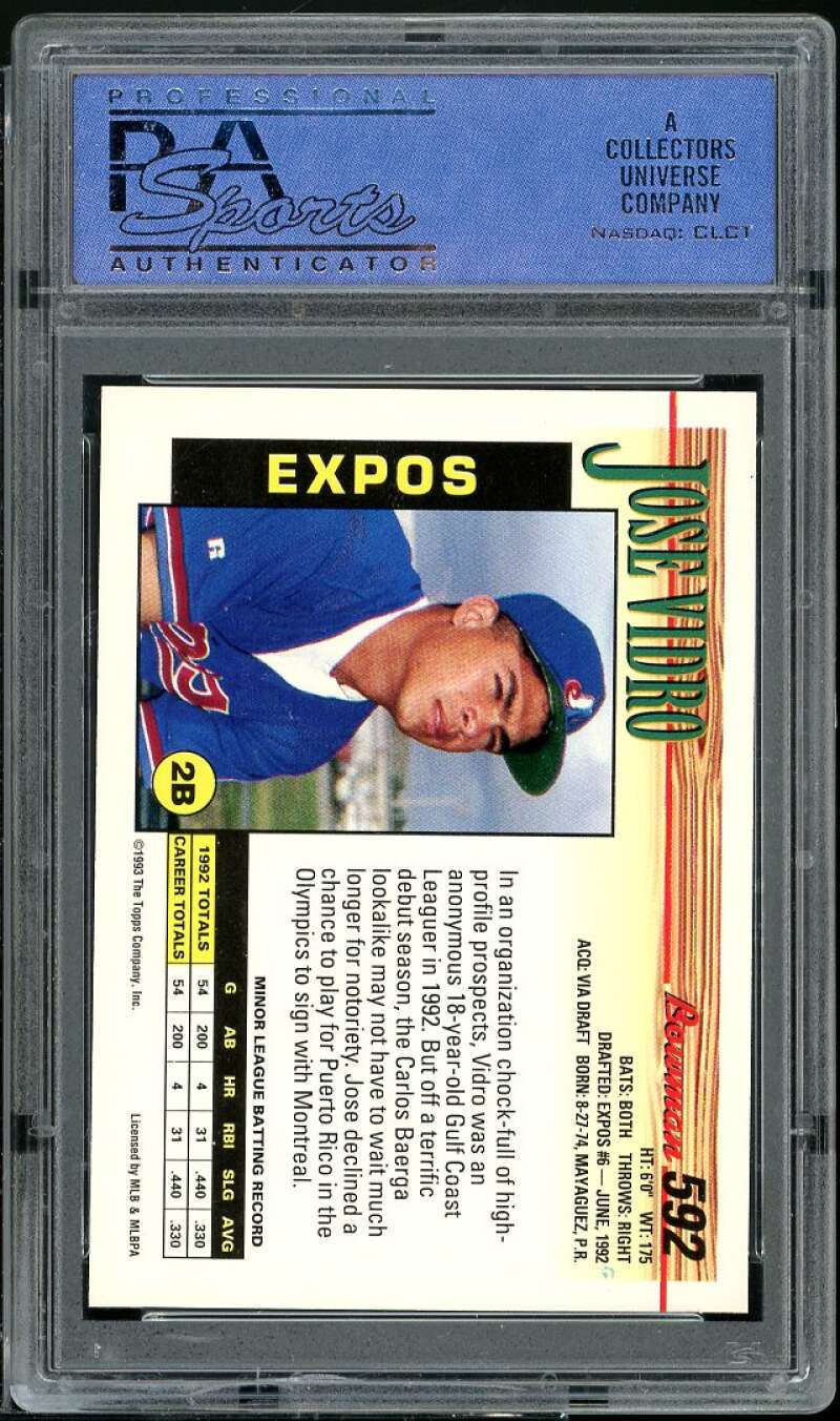 Jose Vidro Rookie Card 1993 Bowman #592 PSA 9 Image 2