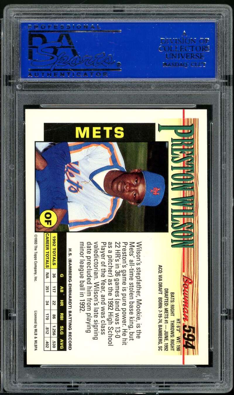 Preston Wilson Rookie Card 1993 Bowman #594 PSA 9 Image 2