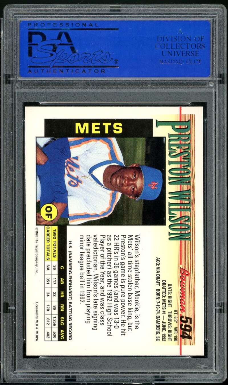 Preston Wilson Rookie Card 1993 Bowman #594 PSA 9 Image 2