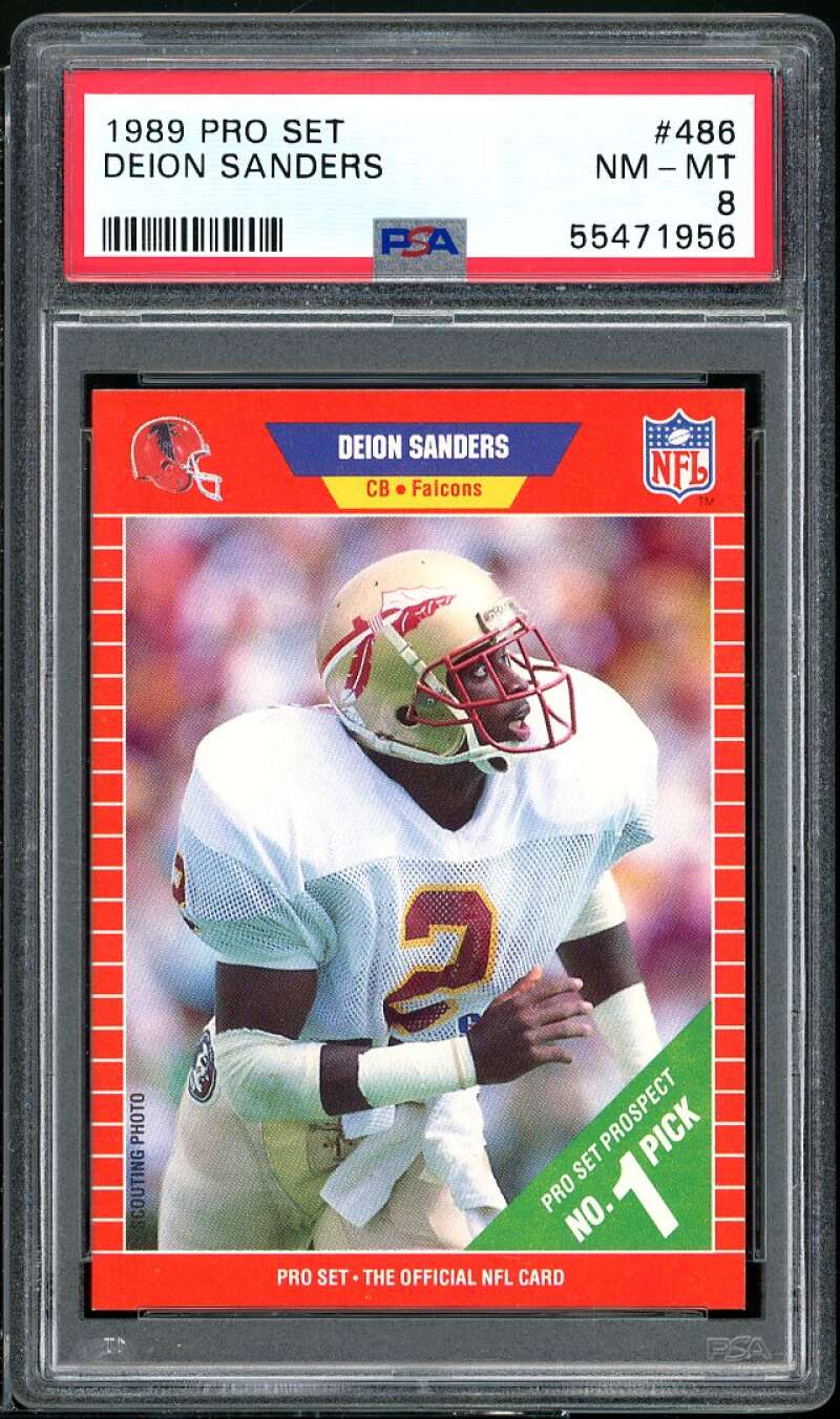 Deion Sanders Rookie Card 1989 Pro Set #486 PSA 8 Image 1