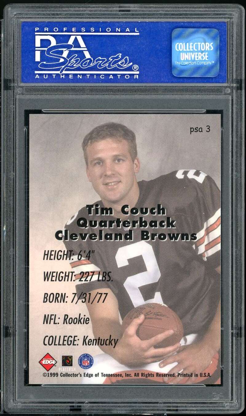 Tim Couch Rookie Card 1999 Coll Edge Supreme #3 PSA 10 Image 2