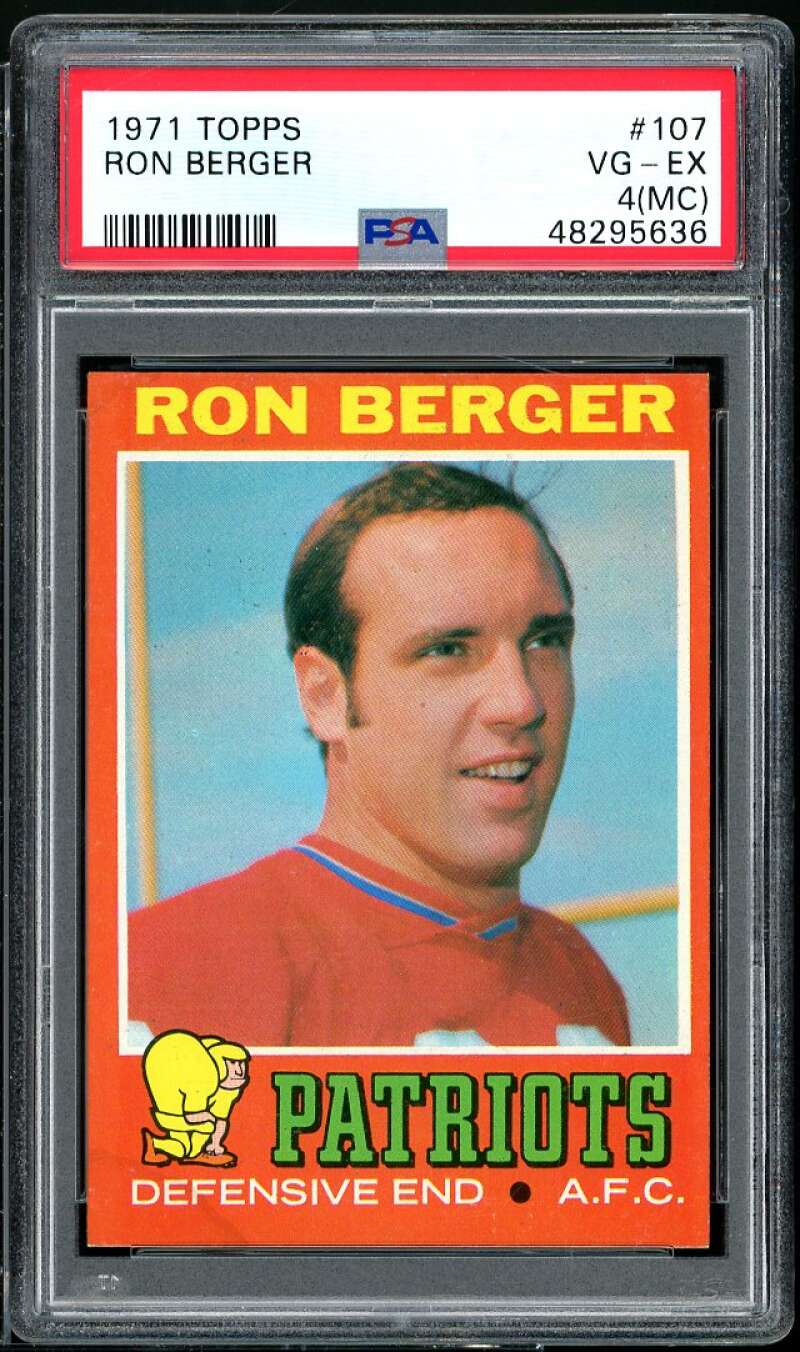 Ron Berger Card 1971 Topps #107 PSA 4 (MC) Image 1