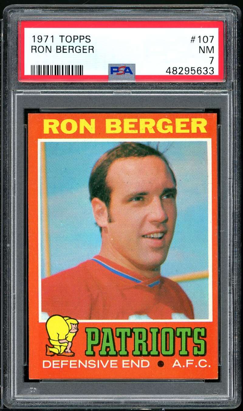 Ron Berger Card 1971 Topps #107 PSA 7 Image 1