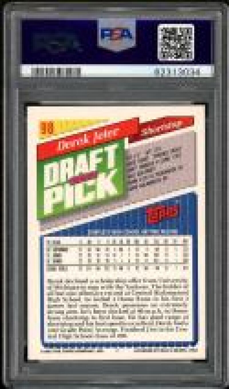 Derek Jeter Rookie Card 1993 Topps #98 PSA 9 Image 2