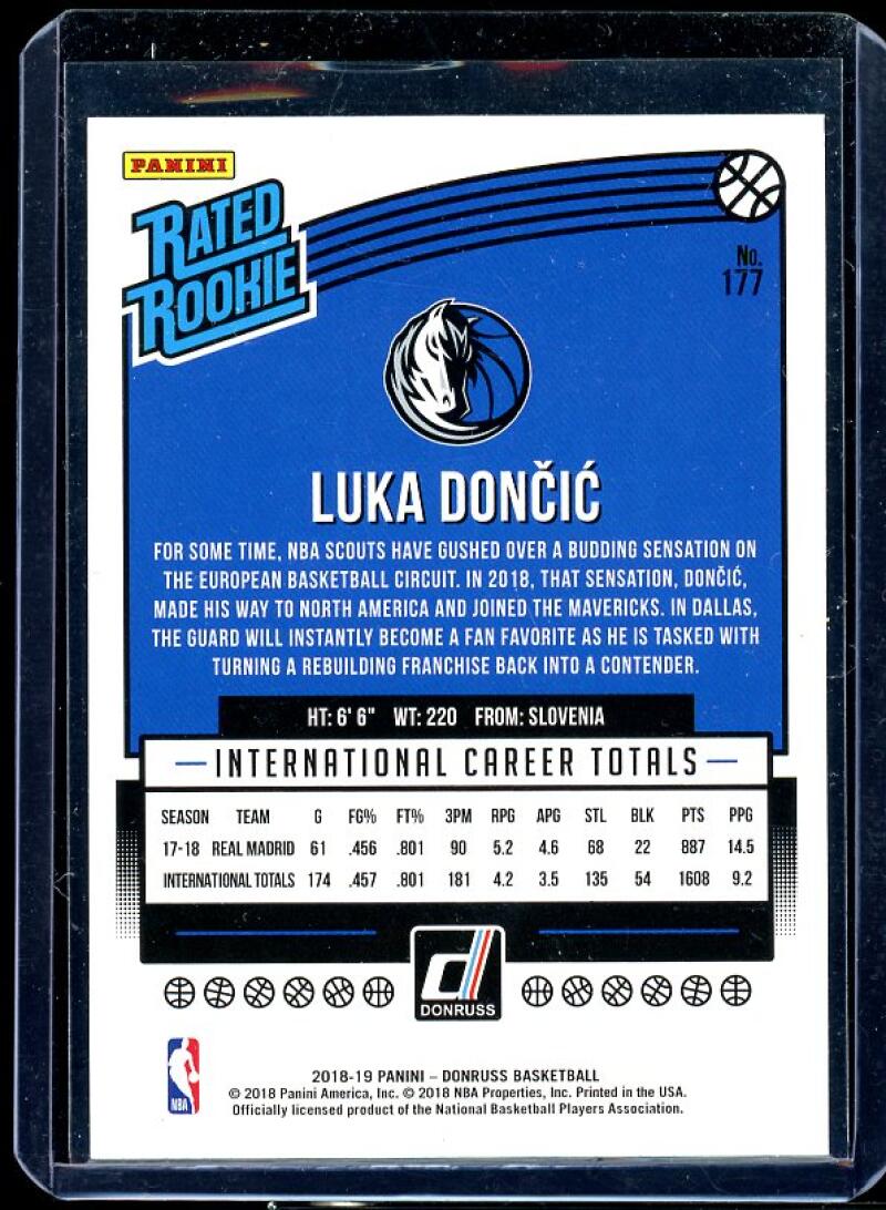Luka Doncic RR Rookie Card 2018-19 Donruss #177 Image 2