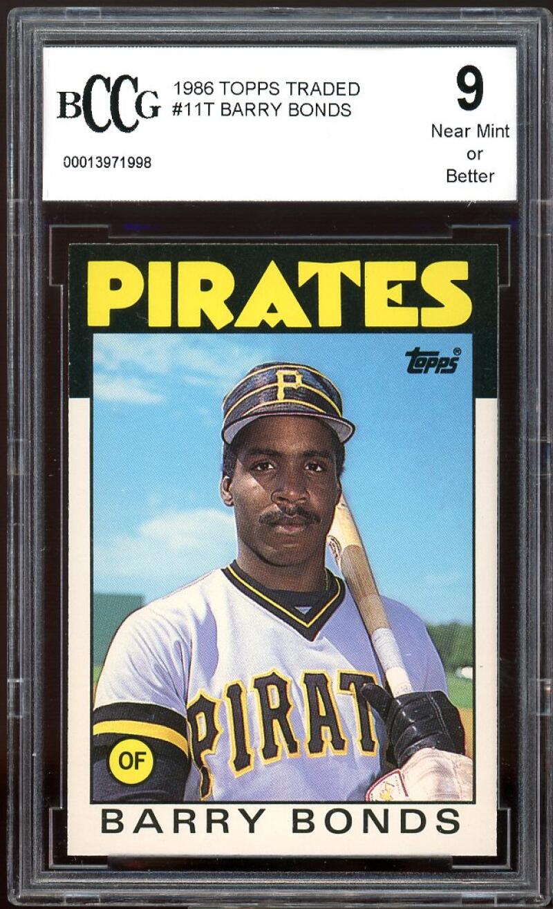 1986 Topps Traded #11T Barry Bonds Rookie Card BGS BCCG 9 Near Mint+ Image 1