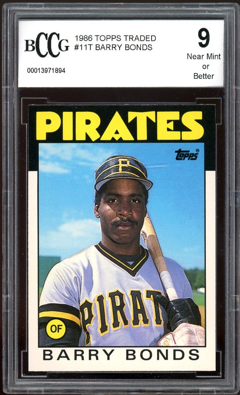 1986 Topps Traded #11T Barry Bonds Rookie Card BGS BCCG 9 Near Mint+ Image 1