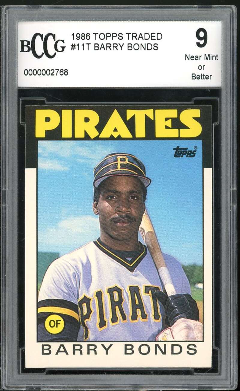 1986 Topps Traded #11T Barry Bonds Rookie Card BGS BCCG 9 Near Mint+ Image 1