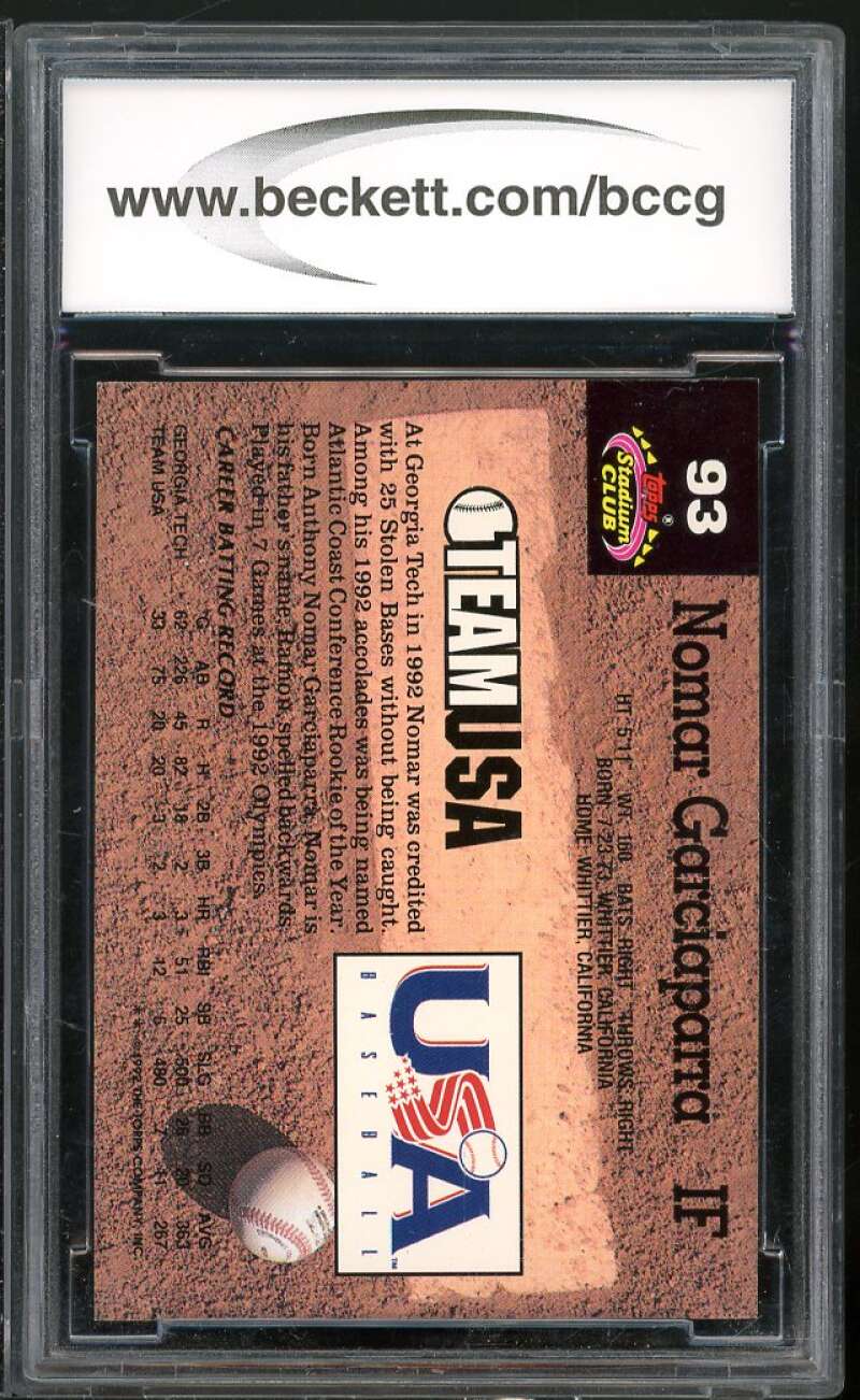 1993 Stadium Club Murphy #93 Nomar Garciaparra Rookie Card BGS BCCG 10 MINT+ Image 2