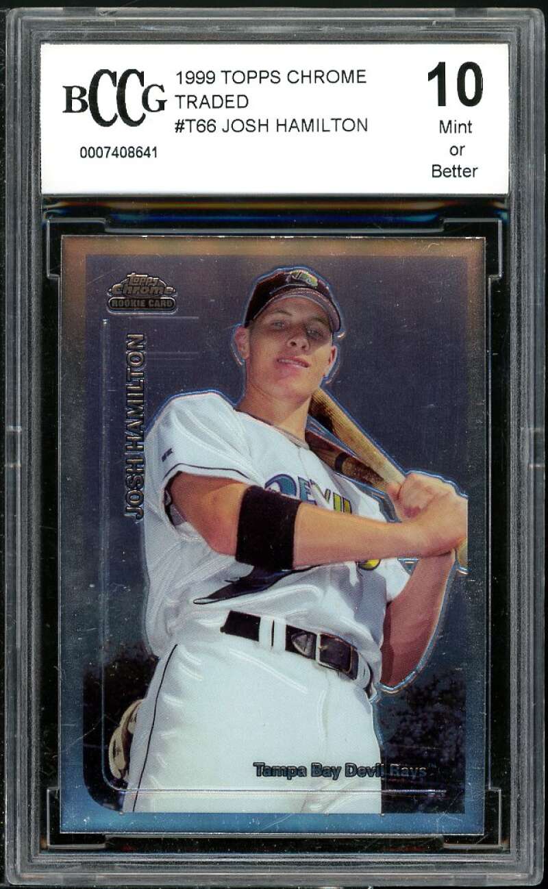 1999 Topps Chrome Traded #T66 Josh Hamilton Rookie Card BGS BCCG 10 Mint+ Image 1