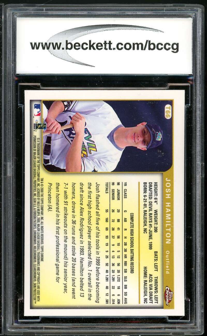 1999 Topps Chrome Traded #T66 Josh Hamilton Rookie Card BGS BCCG 10 Mint+ Image 2