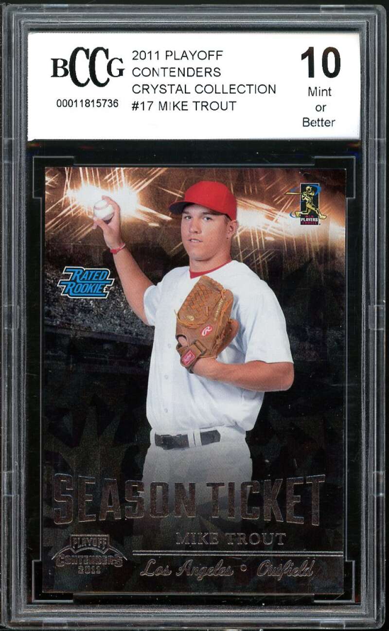 2011 Playoff Contenders Crystal Collection #17 Mike Trout Rookie BGS BCCG 10 MT+ Image 1