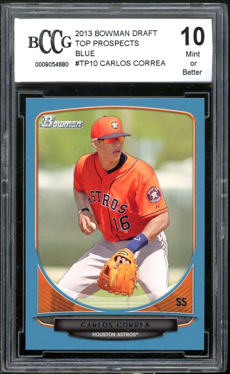 2013 Bowman Draft Picks TP Blue #TP-10 Carlos Correa Rookie BGS BCCG 10 Mint+ Image 1