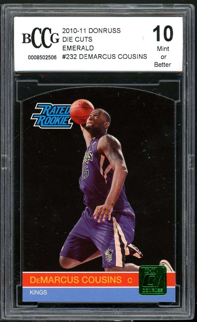 2010-11 Donruss Die Cuts Emerald #232 DeMarcus Cousins Rookie BGS BCCG 10 Mint+ Image 1