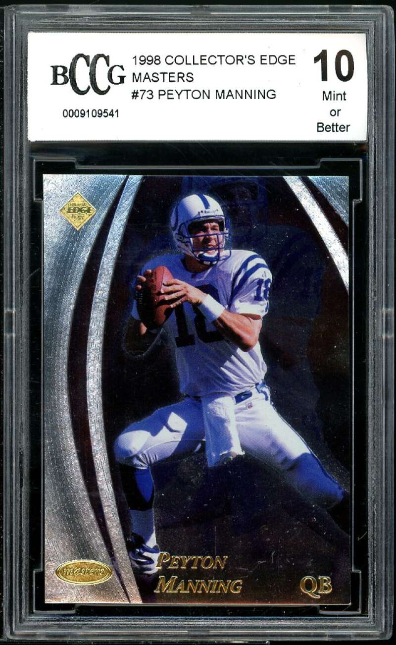 1998 Collector's Edge Masters #73 Peyton Manning Rookie Card BGS BCCG 10 Mint+ Image 1