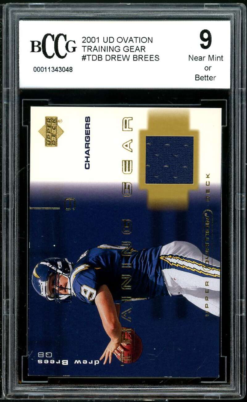 2001 UD Ovation Training Gear #T-DB Drew Brees Rookie Card BGS BCCG 9 Near Mint+ Image 1