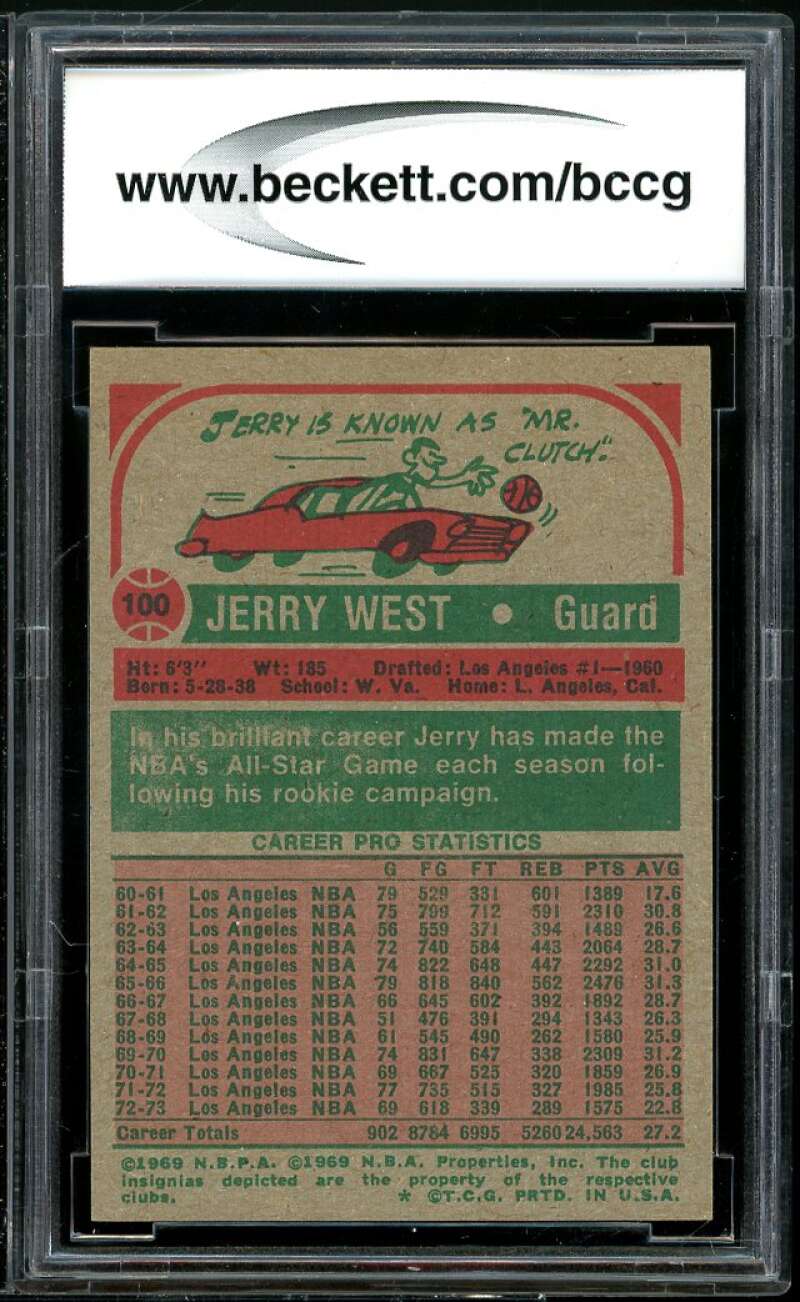 1973-74 Topps #90 Jerry West Card BGS BCCG 9 Near Mint+ Image 2