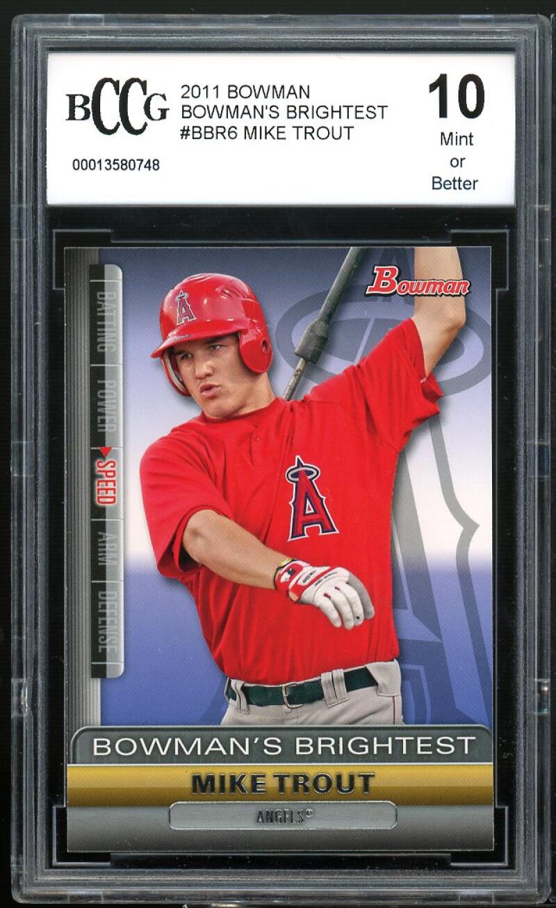 2011 Bowman Bowman's Brighest #BBR6 Mike Trout Rookie Card BGS BCCG 10 Mint+ Image 1