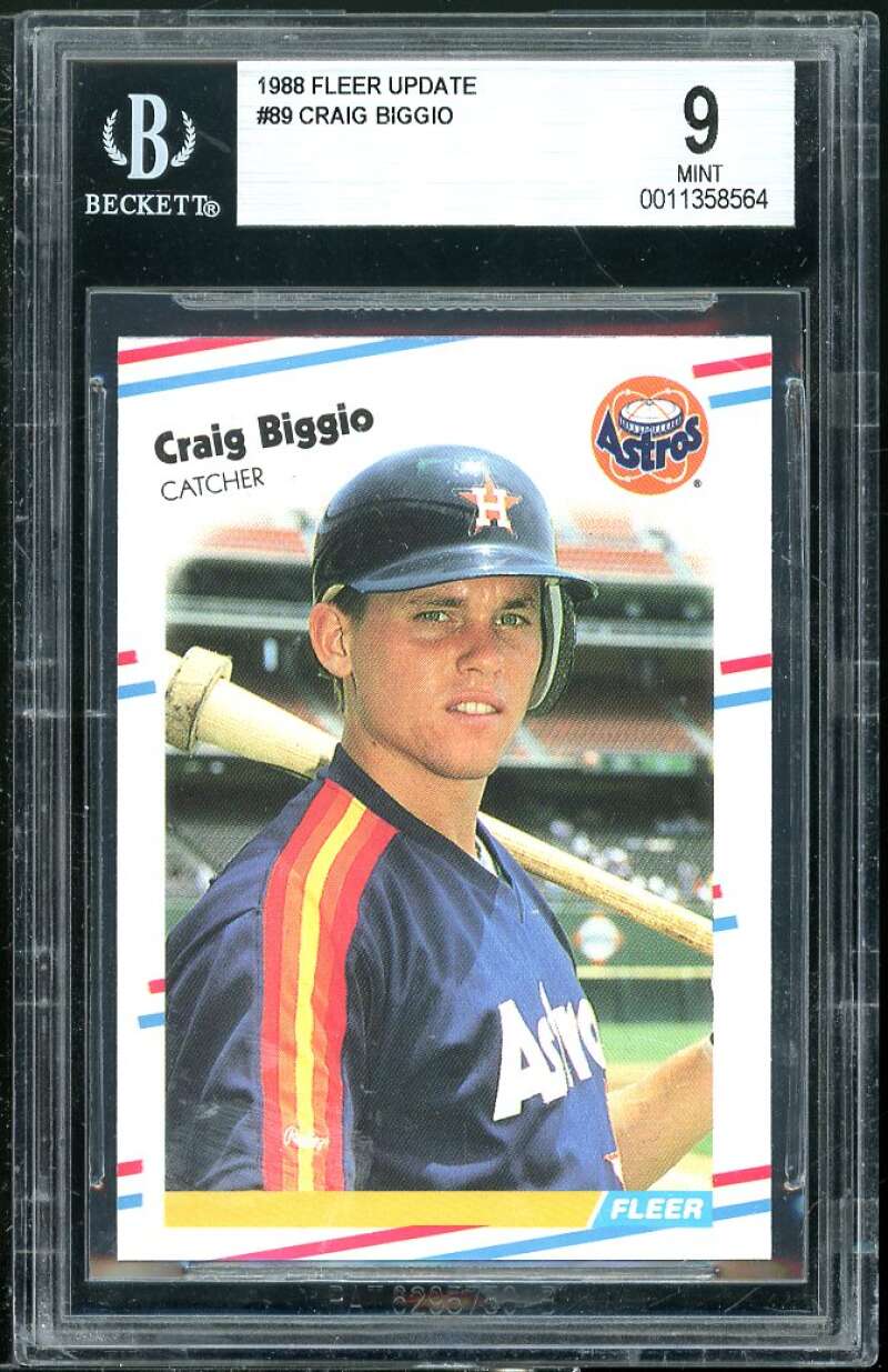 Craig Biggio Rookie Card 1988 Fleer Update #U-89 BGS 9 Image 1