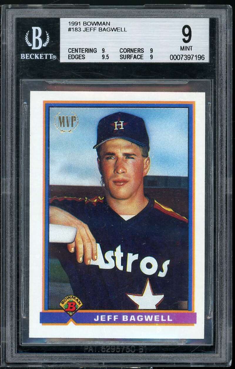 Jeff Bagwell Rookie Card 1991 Bowman #183 BGS 9 (9 9 9.5 9) Image 1