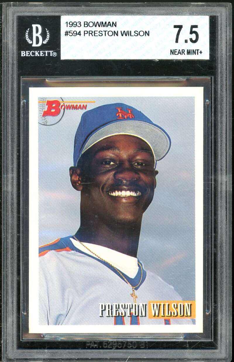 Preston Wilson Rookie Card 1993 Bowman #594 BGS 7.5 (8.5 7 9 9) Image 1