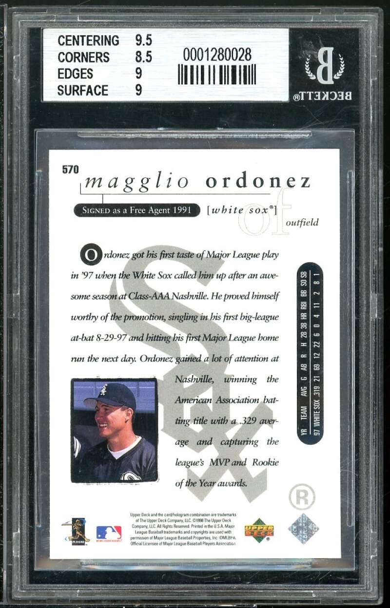 Magglio Ordonez Rookie Card 1998 Upper Deck #570 BGS 9 (9.5 8.5 9 9) Image 2