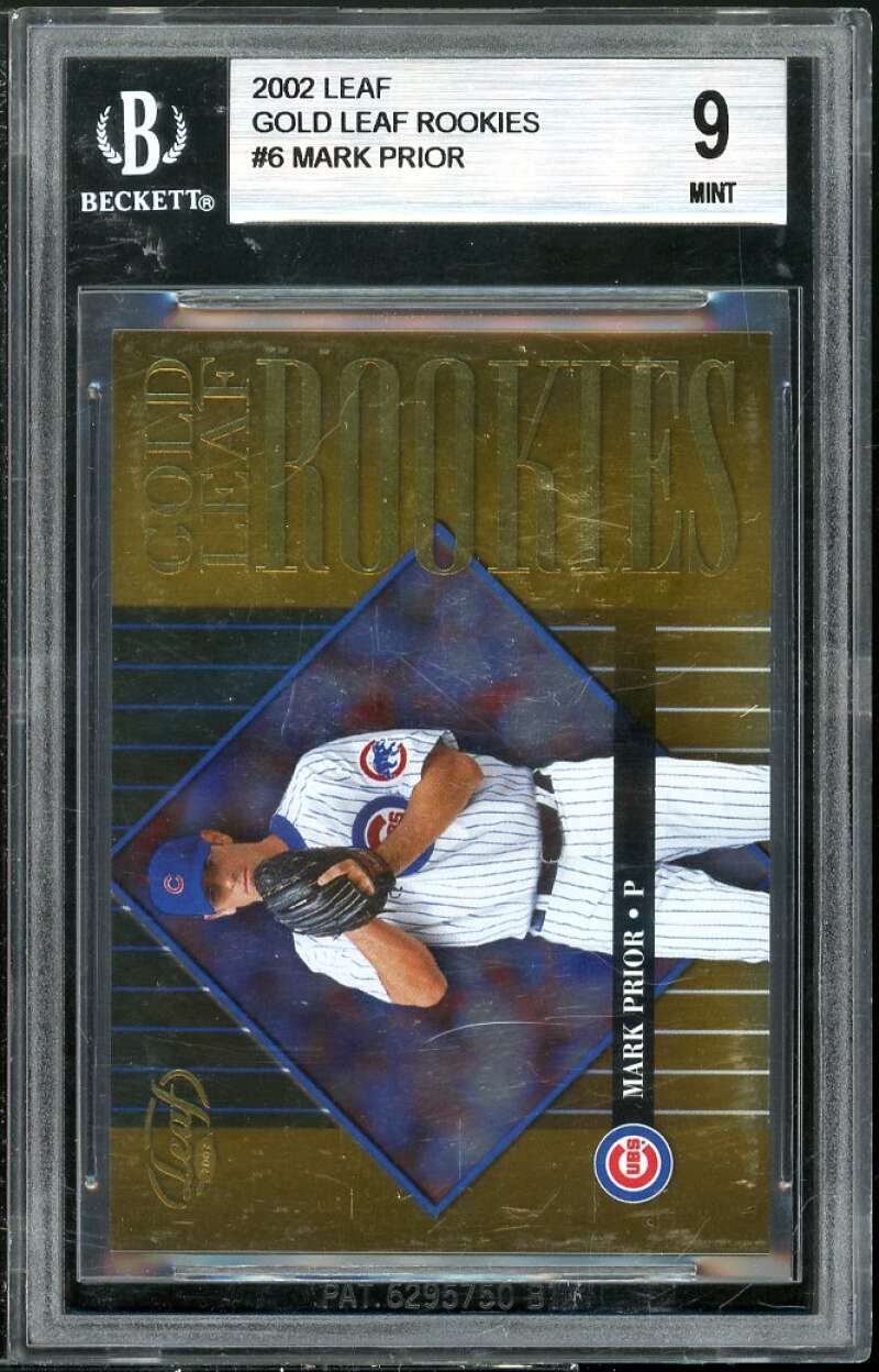 Mark Prior Rookie Card 2002 Leaf Gold Rookies #6 BGS 9 (10 8.5 9 9) Image 1