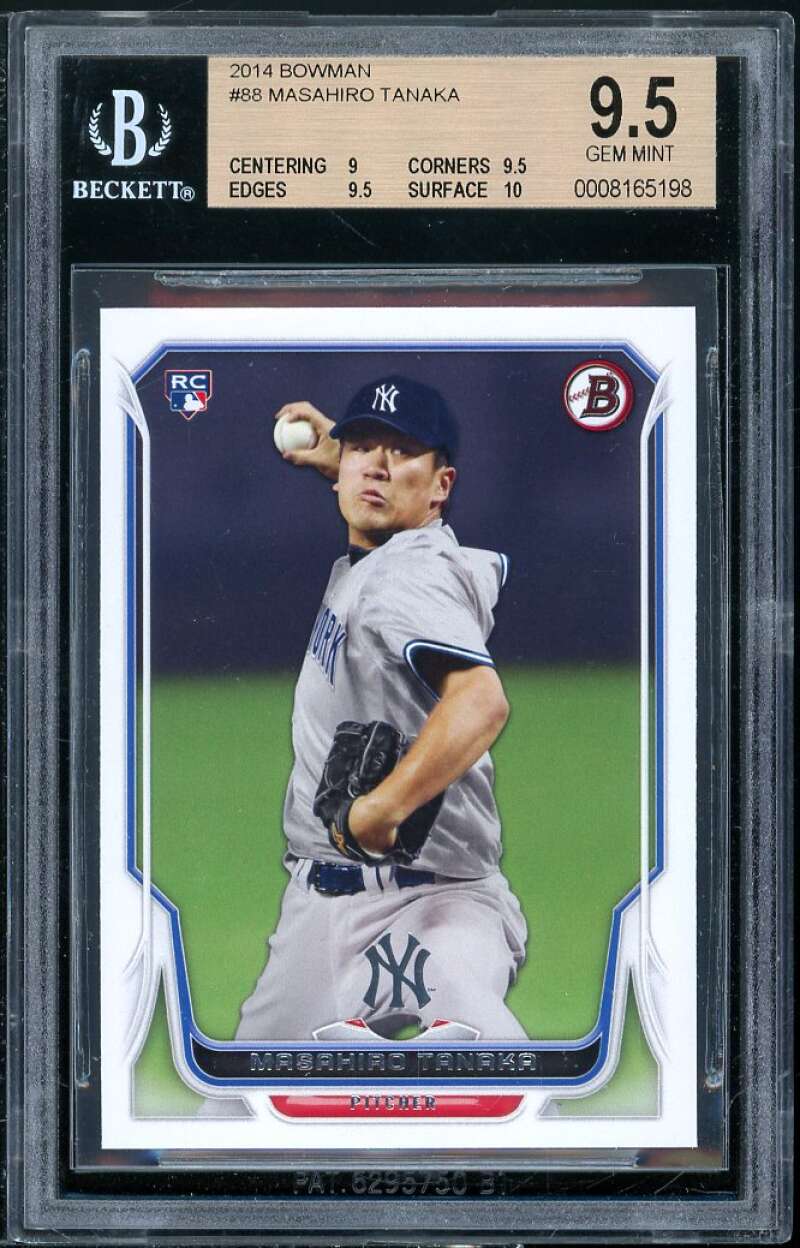 Masahiro Tanaka Rookie Card 2014 Bowman #88 BGS 9.5 (9 9.5 9.5 10) Image 1