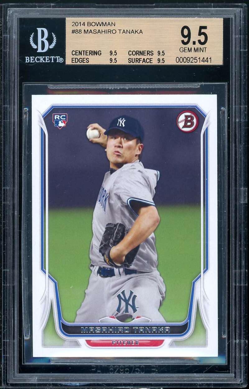 Masahiro Tanaka Rookie Card 2014 Bowman #88 BGS 9.5 (9.5 9.5 9.5 9.5) Image 1